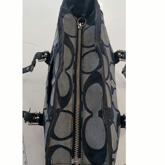 Y2K Coach Optic Signature Handle satchel/bag Jacquard turn key side pockets - Picture 8 of 10